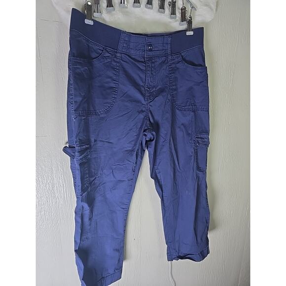 Lee Cargo Capri Relaxed Fit Pants Womens 34 Mid Rise Blue Casual School Work - Picture 2 of 7
